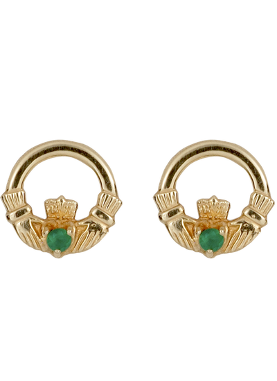 10ct Claddagh with Emerald Earrings