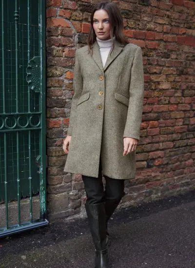 Irish Tweed Mid-Length Coat