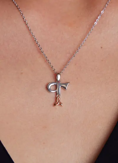 Sterling Silver Trinity Knot Initial Pendant - T