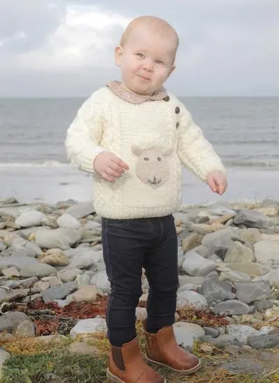 Baby Hand-Knit Aran Sheep Sweater
