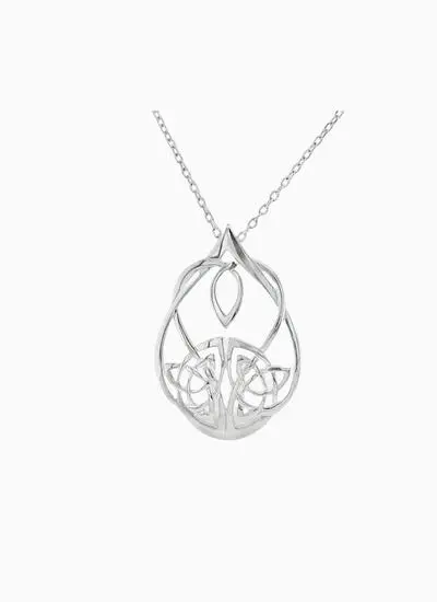Sterling Silver Celtic Oval Drop Pendant 