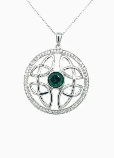 Sterling Silver Round Pendant with Cubic Zirconia
