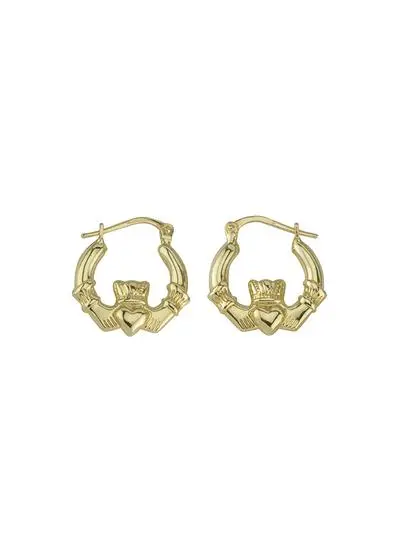 14ct Gold Claddagh Creole Earrings
