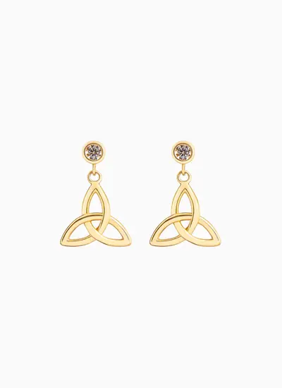Delicate 14K Gold Vermeil Trinity Knot with Cubic Zirconia Earrings