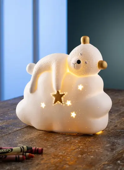 Cute Night Light Belleek Bedtime Bear Luminaire For Kids