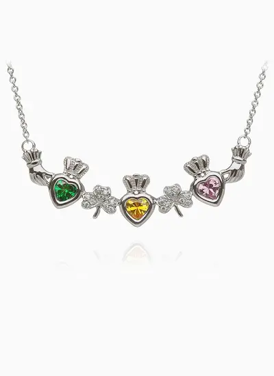 Sterling Silver Personalized Triple Family Birthstone Pendant