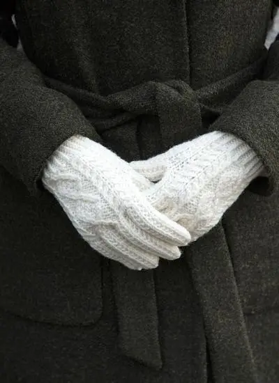 Hand-Knit Aran Gloves 