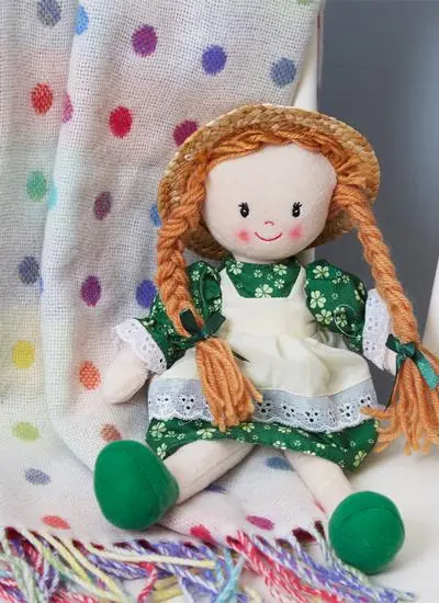 Grainne Irish Rag Doll With Shamrock Dress