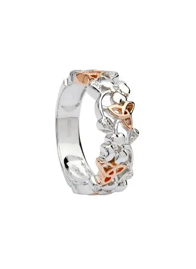 Sterling Silver & Rose Gold Plated Trinity Shamrock Ring