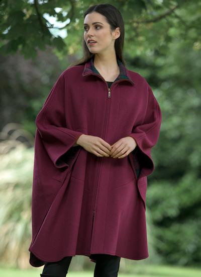 Pure New Wool Double Faced Zip Cape