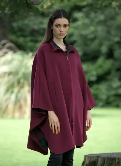 Pure New Wool Double Faced Zip Cape