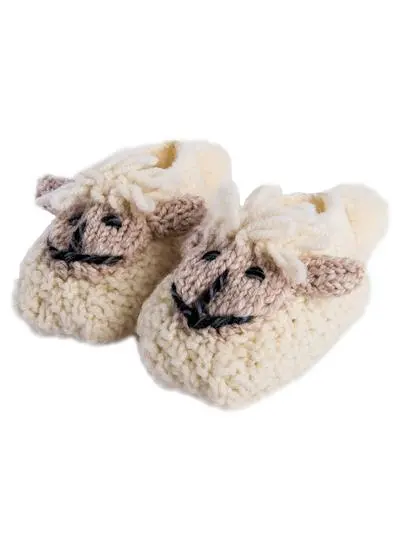 Baby Hand-Knit Sheep Booties