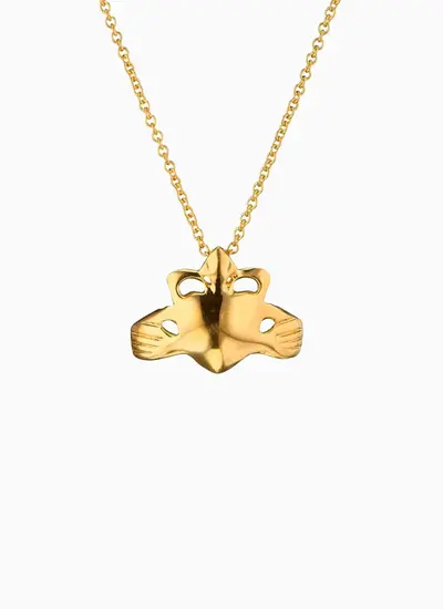 Loinnir 18k Gold Vermeil Claddagh Floating Necklace Handmade in Ireland