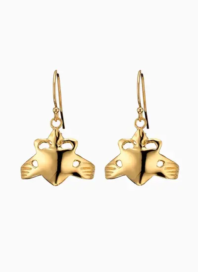 Loinnir Handmade in Ireland 18K Gold Vermeil Claddagh Drop Earrings 