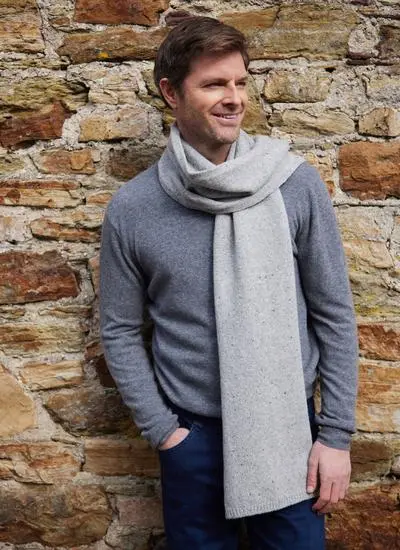 Wool Cashmere Long Tweed Scarf