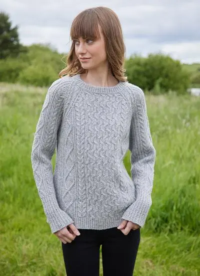 Niamh Wool Cashmere Cable Crew Neck Sweater 