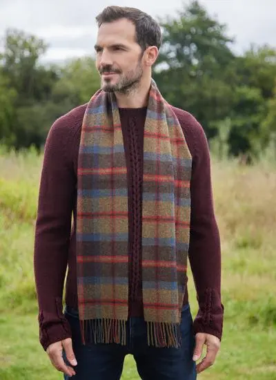 Lambswool Fringed Check Scarf 