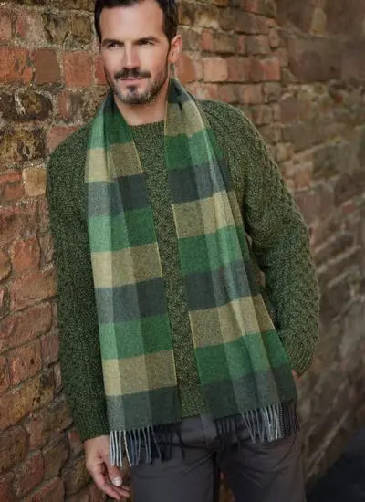 Lambswool Fringed Check Scarf 