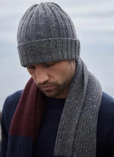 Wool Cashmere Tweed Ribbed Hat 