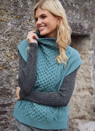 Achill Wool Cashmere Sleeveless Turtleneck Sweater