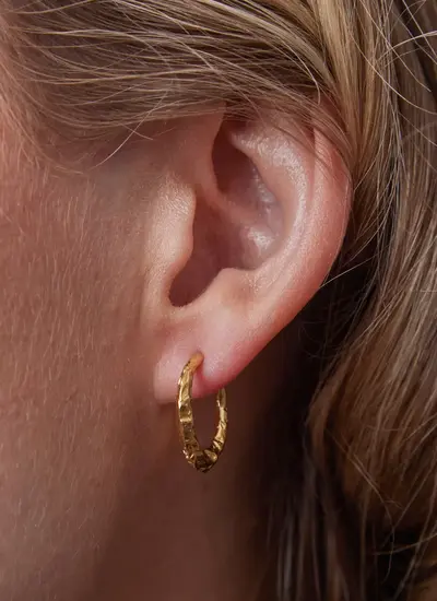 18K Gold Vermeil Torc Hoop Earrings