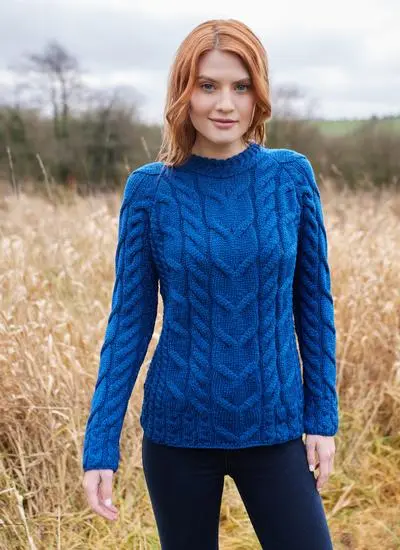 Supersoft Aran Cable Sweater Natural | Blarney