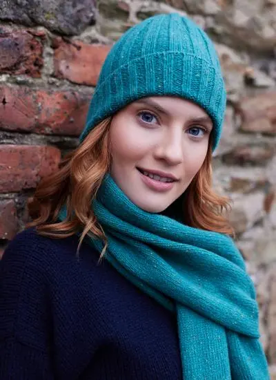 Wool Cashmere Tweed Ribbed Hat 