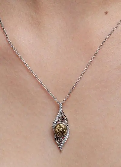 Sterling Silver & 18ct Gold Bead Solstice Twisted Pendant