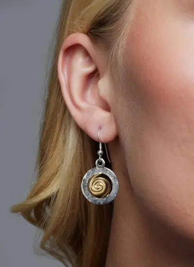 Sterling Silver & Gold Vermeil Spiral of Life Earrings