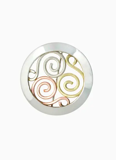 Brass copper alpaca silver newgrange tricolor Triskele Brooch