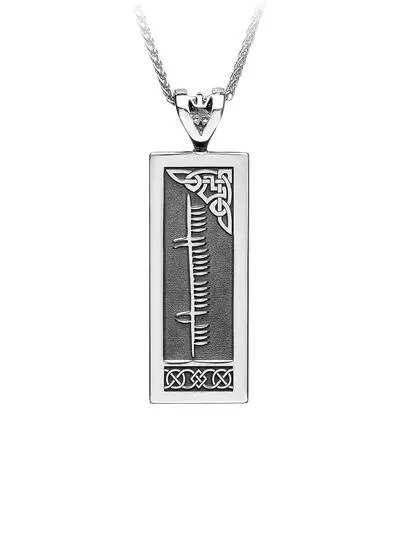 Sterling Silver Oxidized Ogham Pendant