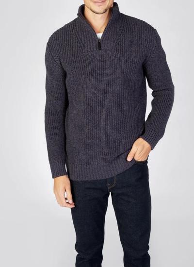Ribbed Zip Neck Troyer Sweater