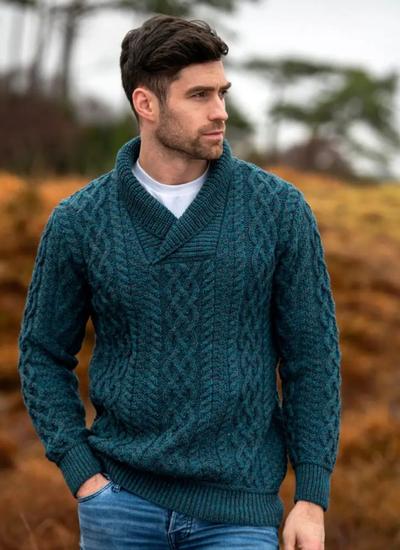 Shawl Collar Aran Sweater