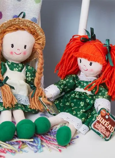 Sinead Irish Rag Doll With Shamrock Dress