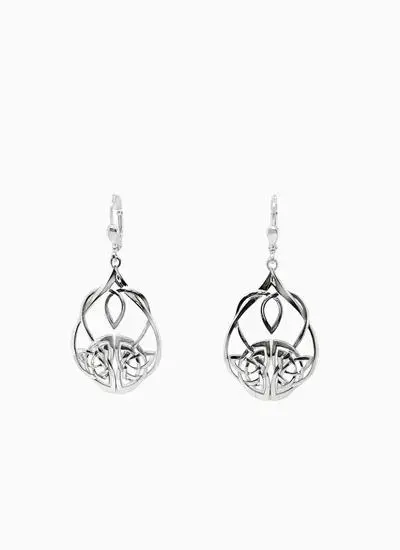 Sterling Silver Celtic Oval Drop Earrings