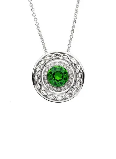 Sterling Silver Celtic Pendant Embellished With Swarovski Crystals