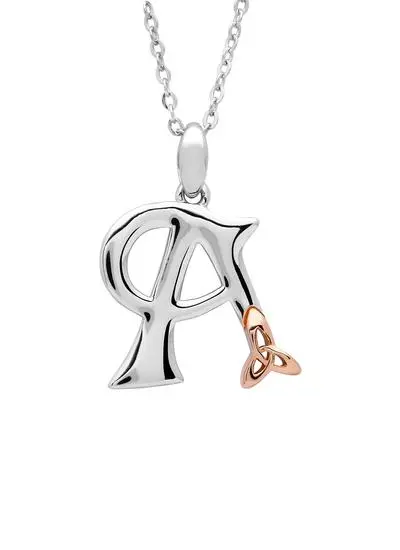 Sterling Silver Trinity Knot Initial Pendant - A