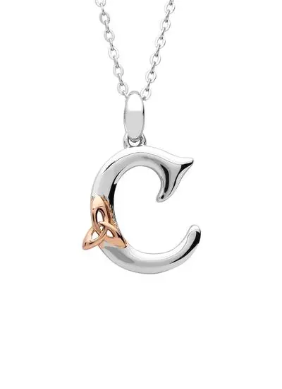 Sterling Silver Trinity Knot Initial Pendant - C