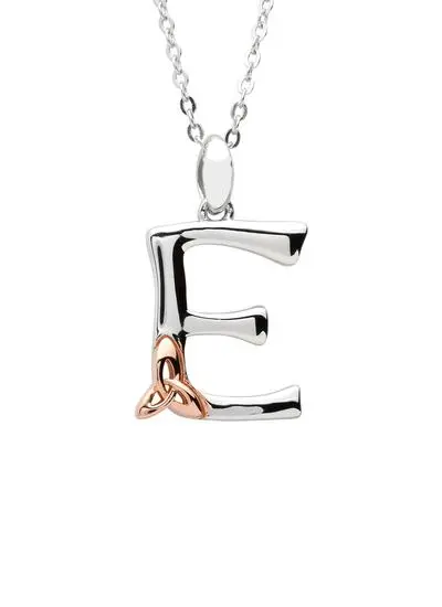 Sterling Silver Trinity Knot Initial Pendant - E