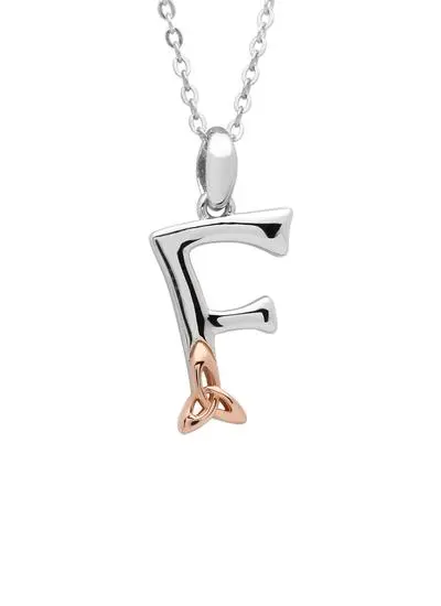 Sterling Silver Trinity Knot Initial Pendant - F