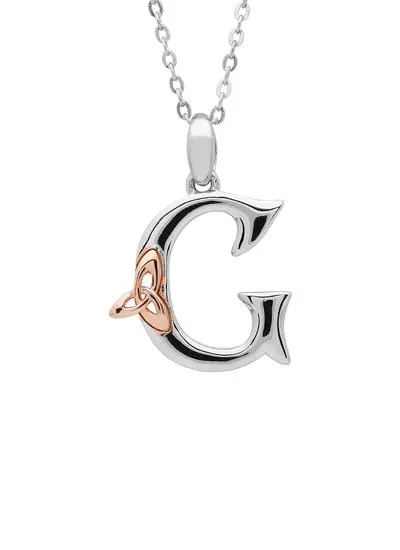 Sterling Silver Trinity Knot Initial Pendant - G