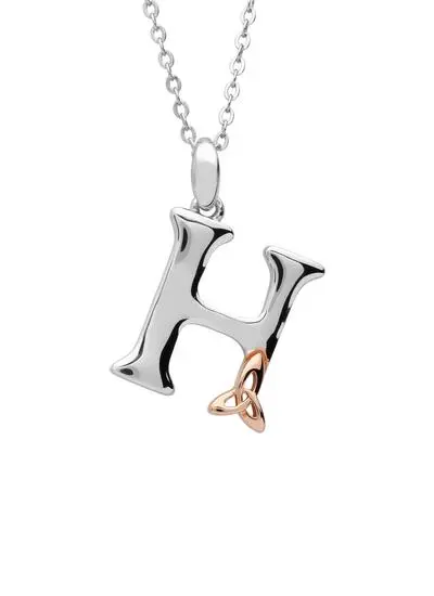 Sterling Silver Trinity Knot Initial Pendant - H