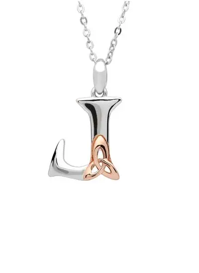 Sterling Silver Trinity Knot Initial Pendant - J
