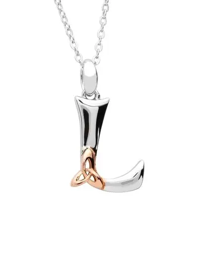 Sterling Silver Trinity Knot Initial Pendant - L
