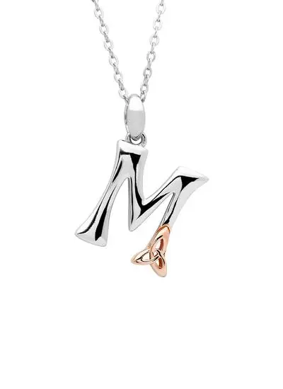 Sterling Silver Trinity Knot Initial Pendant - M