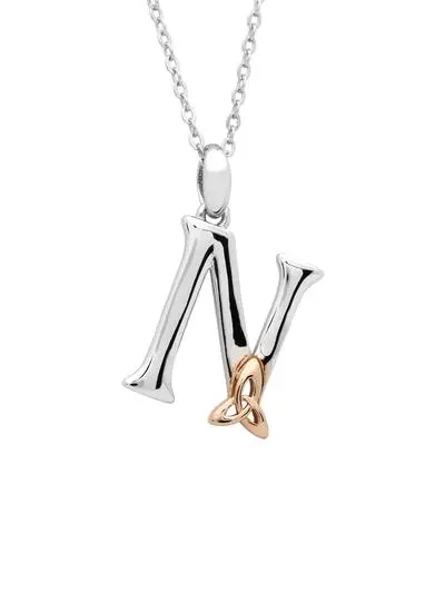 Sterling Silver Trinity Knot Initial Pendant - N