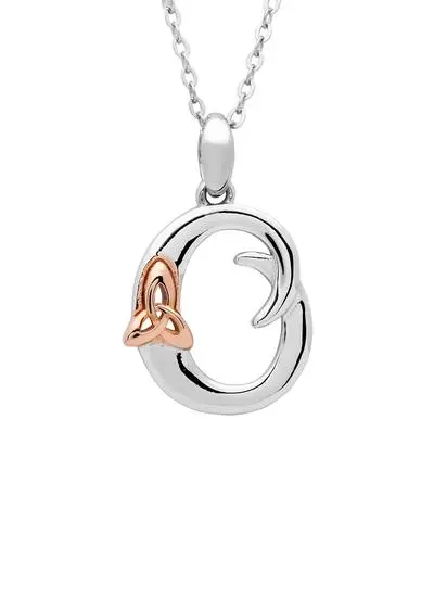 Sterling Silver Trinity Knot Initial Pendant - O