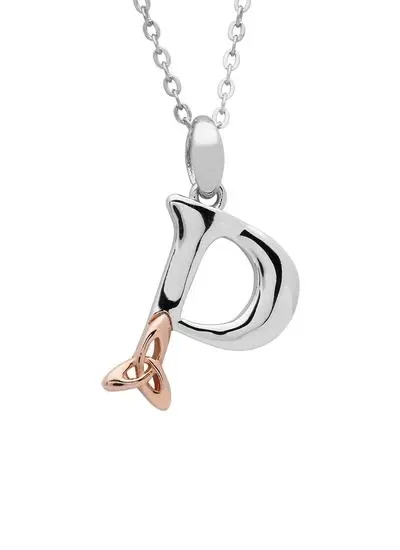 Sterling Silver Trinity Knot Initial Pendant - P