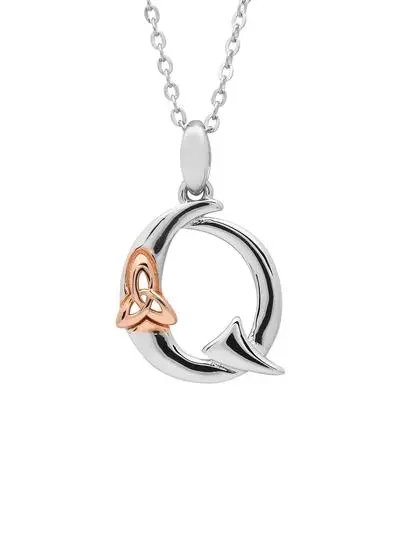 Sterling Silver Trinity Knot Initial Pendant - Q