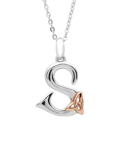 Sterling Silver Trinity Knot Initial Pendant - S